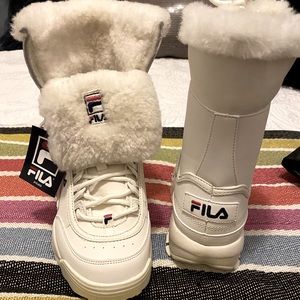 Fila disruptors Shearling boot sneaker in cream